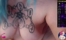 webcam model explores her body closely