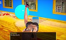 Playing a fun homemade game with my new family members