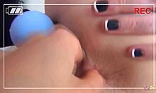 Redhead films friend with vibrator