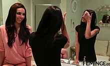 Stunning lesbian girlfriends tongue kiss and scissor in threesome