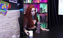 Emy tattooed grabs the toy to demonstrate her blowjob skills