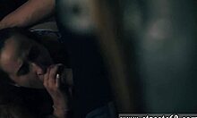 Brunette Teen Bound Tight, Riding a Rippled Dildo with Clothes Torn in Strict Domination Scene