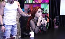 Emy tattooed grabs the toy to demonstrate her blowjob skills