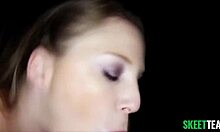 Naughty Brunette Watches You While Sucking Big Cock