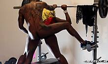 Intense Weightroom Threesome with Wet Twinks and Wife