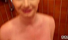 Big titty girlfriend Tasha Holz sucks monster dick in shower, doesn't she?