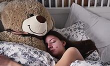 y student humps teddy bear in early morning with jizz finish