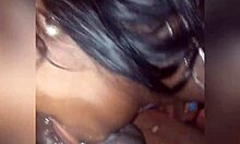 Wet sloppy head on big black dick, rough couple action.