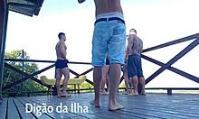 curvy redheads enjoy outdoor balcony views