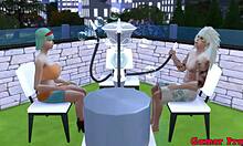 Madara helps friend by fucking her ass hard at the pool!