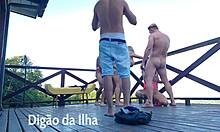 curvy redheads enjoy outdoor balcony views