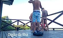 curvy redheads enjoy outdoor balcony views