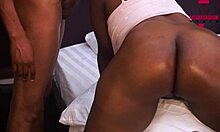 petite ebony teen's big ass pounded hard, moaning in pleasure