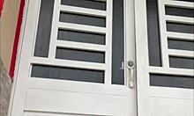 Delicious pounding at my doorstep, neighbors catch us in action.