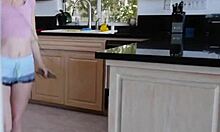 step bro feeds cock to stevie grey behind couch