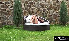 sexy brunette cums from vibrator in her ass