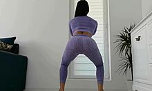 Fitness girl in leggings gets fucked hard by horny stud with monster cock orgasm