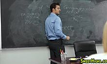 Pretty Coed Receives Facial Cumshot After Intense Blowjob Sucking