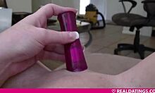 teen experiments with a dildo in her tight pussy for the first time. what’s her limit?