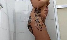 Bia Morena Showers, Tattoos Wet, Masturbates Anal Sexily
