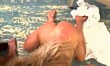 Horny whore Monika Fox does quick deepthroat and hard anal sex with bodybuilder tattoo choking