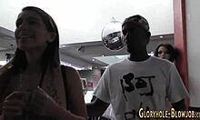 Gloryhole teen 18+ swallows huge bbc cum