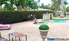 Sucking oiled round ass teen 18+ in hardcore outdoor action. Her bubble butt gets slammed rough!