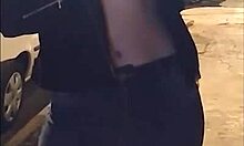 Hot latina teen exposes big tits on street instagram live