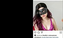 Hot latina teen exposes big tits on street instagram live