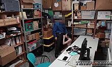 Police catch emo teen suspect red-handed in shop. Transfer by store associate follows.