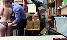 small tits blonde lets officer dominate her with deepthroat and blowjob, then he fucks her shaved pussy