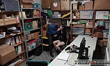 Police catch emo teen suspect red-handed in shop. Transfer by store associate follows.