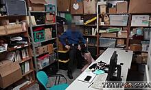 Police catch emo teen suspect red-handed in shop. Transfer by store associate follows.