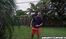 hot young brunette toys with hose before fun