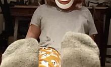 Amateur young 18+ homemade webcam shows dirty feet in bdsm femdom session