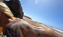 Skinny German Blonde Girlfriend Gives Horny Blowjob Outdoor On Beach Holiday, Cum In Mouth