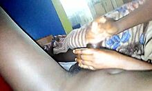 rough handjob on big black cock till cum