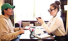 latino helps secretary with a favor, gets her big ass in exchange for his nationality