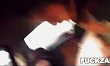 randy guy fucks his tattooed chick in the car and blasts cum on her face