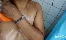 just chilling with a latina amateur using a dildo while showering for fun