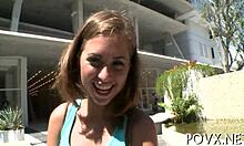 New legal age teen engages in sloppy sucking and rough hardcore with shaved pussy.