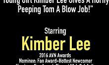 kimber lee sneaks blowjob to horny peeping tom