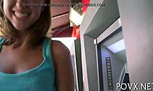 New legal age teen engages in sloppy sucking and rough hardcore with shaved pussy.