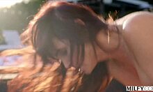 milfy curvy mature syren rides his young cock poolside