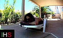 Beautiful woman bent over, licked and ridden on monster black cock. Blowjob in lingerie leads to intense fuck