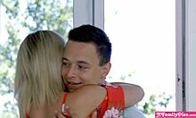 'Oh wow! European teen 18+ stepsister Zazie made me lick her pussy first!' he exclaims loudly.