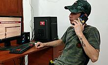 hired cleaning girl, she arrived horny, gave blowjob, then doggystyle cumshot