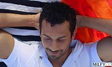 milfy curvy mature syren rides his young cock poolside