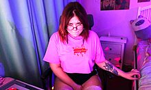 Moaning cutie uses vibrator on webcam