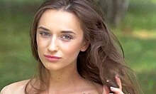 Adorable Brunette Gloria Sol Shows Her Natural Tits Outdoors